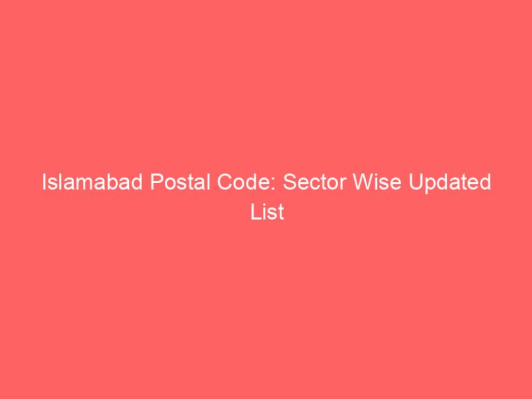 islamabad postal code sector wise updated list 9076